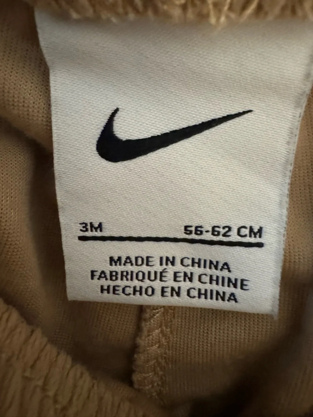 Nike Toddler Velour Tracksuit Set Taupe White Logo Size 3M Soft Cozy‎ Unisex - Picture 7 of 8